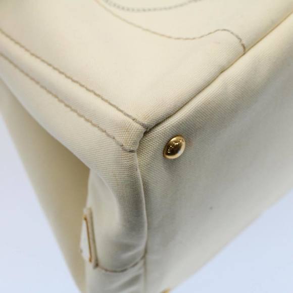 PRADA Canapa MM Hand Bag Canvas White Auth bs8562 - Picture 14 of 16